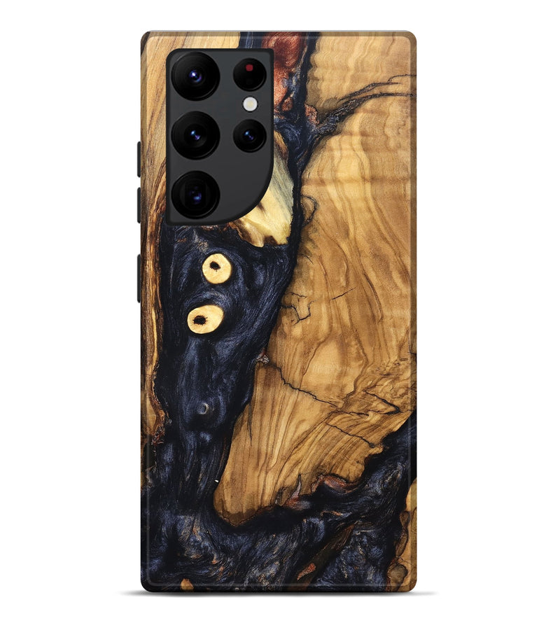 Galaxy S22 Ultra Wood Live Edge Phone Case - Freyja (Pure Black, 831623)