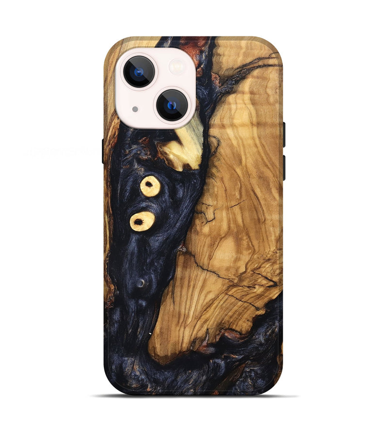 iPhone 13 Wood Live Edge Phone Case - Freyja (Pure Black, 831623)