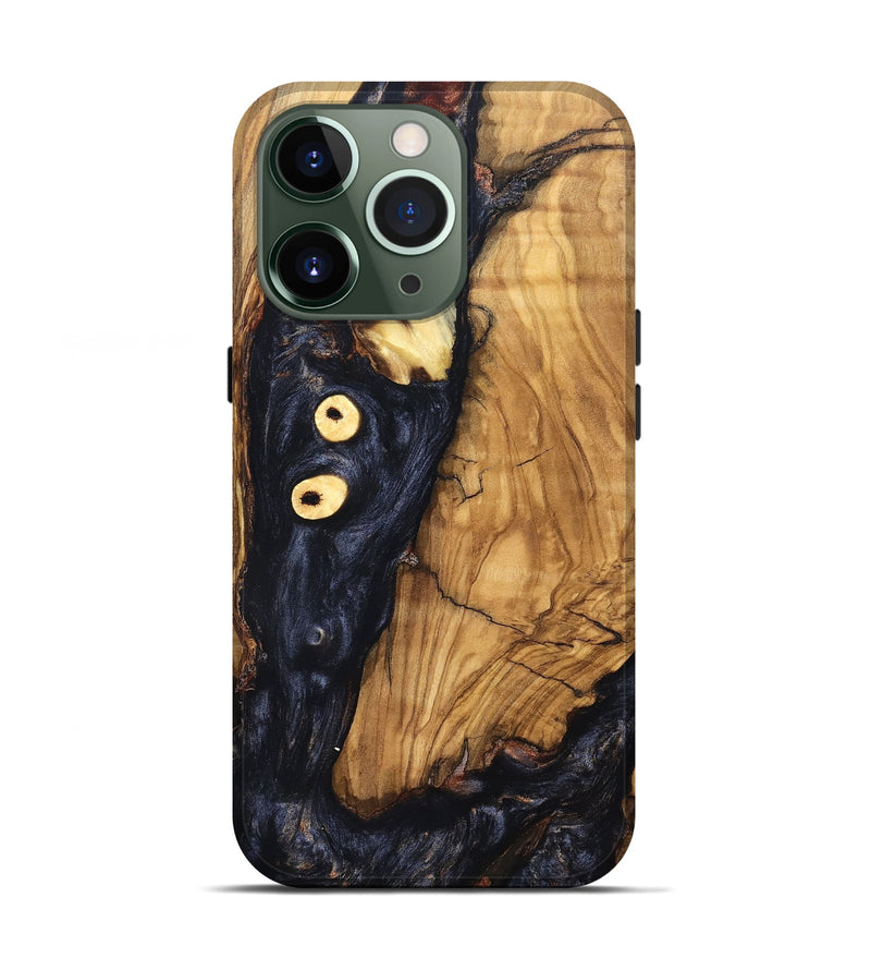 iPhone 13 Pro Wood Live Edge Phone Case - Freyja (Pure Black, 831623)