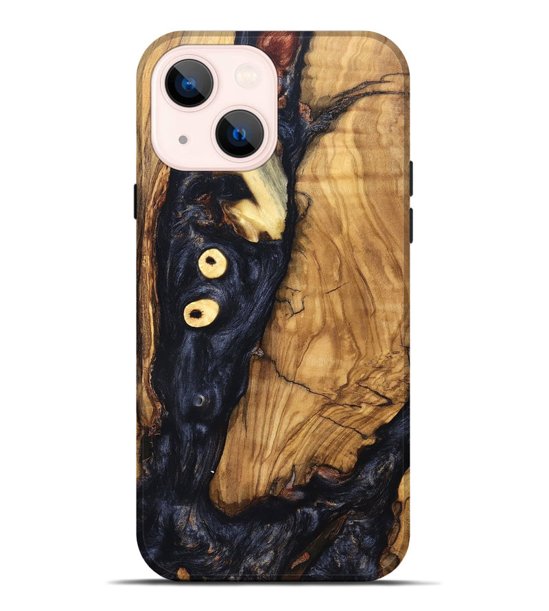 iPhone 14 Plus Wood Live Edge Phone Case - Freyja (Pure Black, 831623)