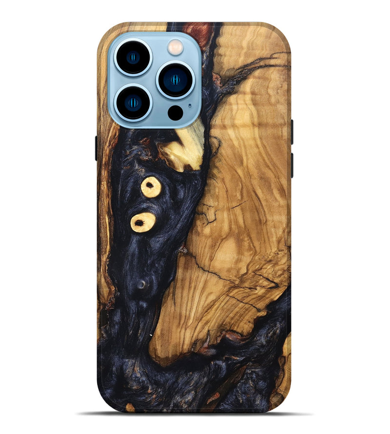 iPhone 14 Pro Max Wood Live Edge Phone Case - Freyja (Pure Black, 831623)