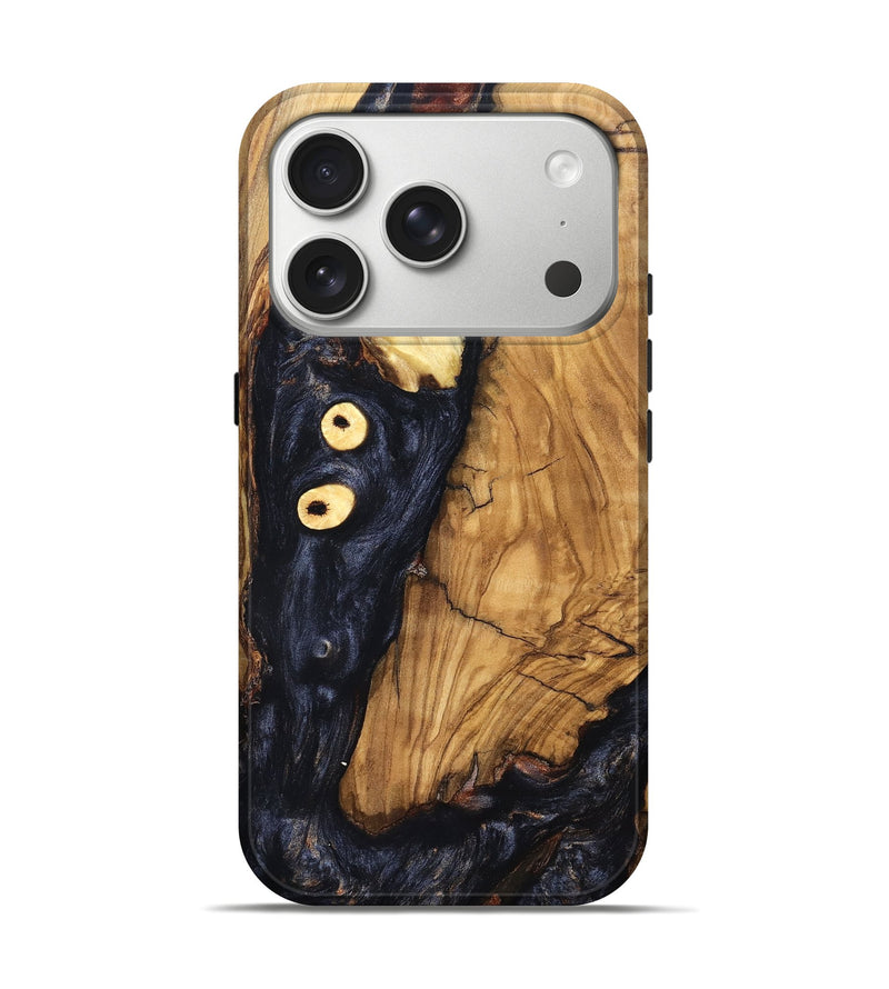 iPhone 17 Pro Wood Live Edge Phone Case - Freyja (Pure Black, 831623)