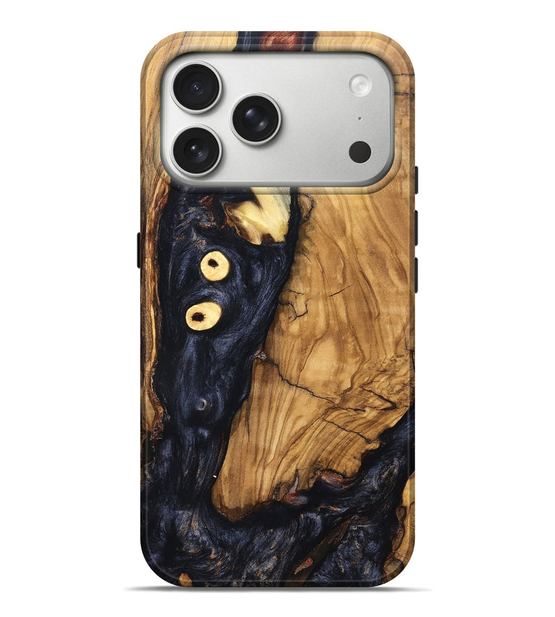 iPhone 17 Pro Max Wood Live Edge Phone Case - Freyja (Pure Black, 831623)