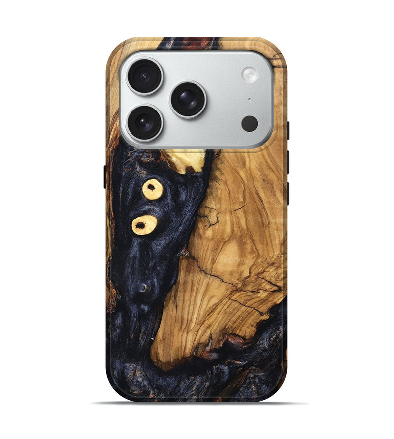 iPhone 18 Pro Wood Live Edge Phone Case - Freyja (Pure Black, 831623)