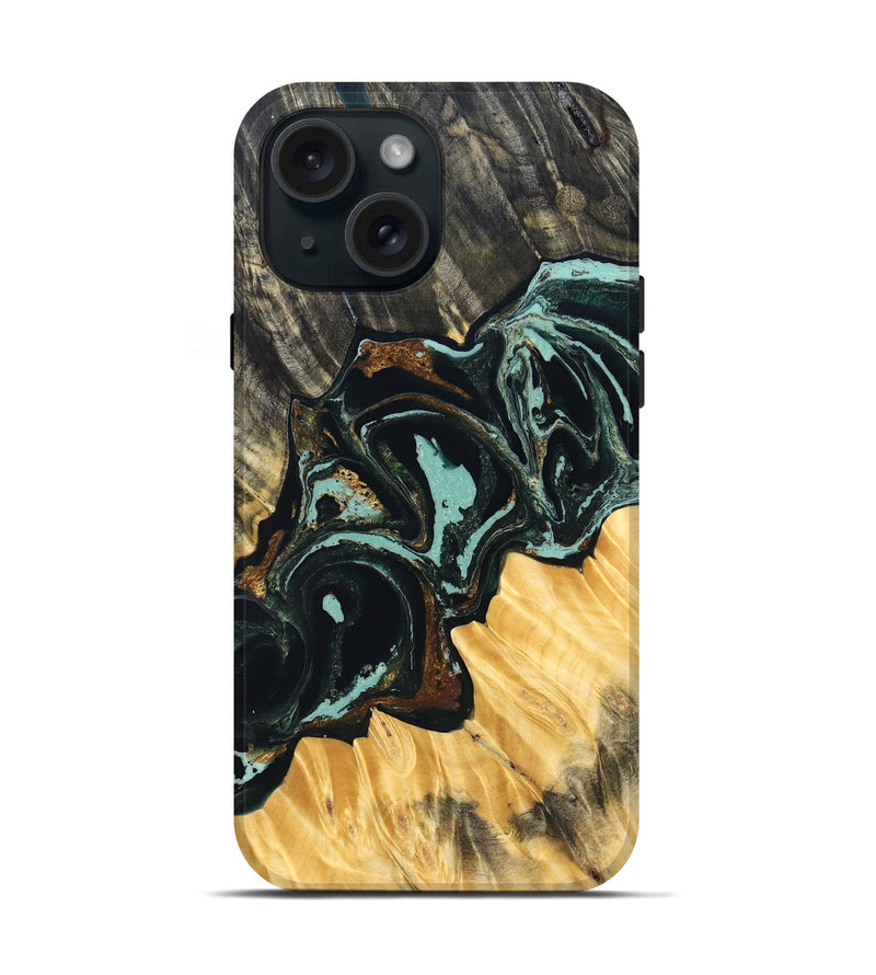 iPhone 15 Wood Live Edge Phone Case - Jakob (Green, 831624)