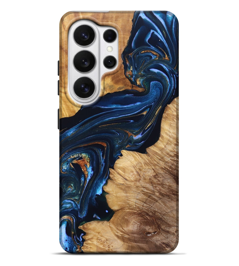 Galaxy S26 Ultra Wood Live Edge Phone Case - Tena (Teal & Gold, 831625)