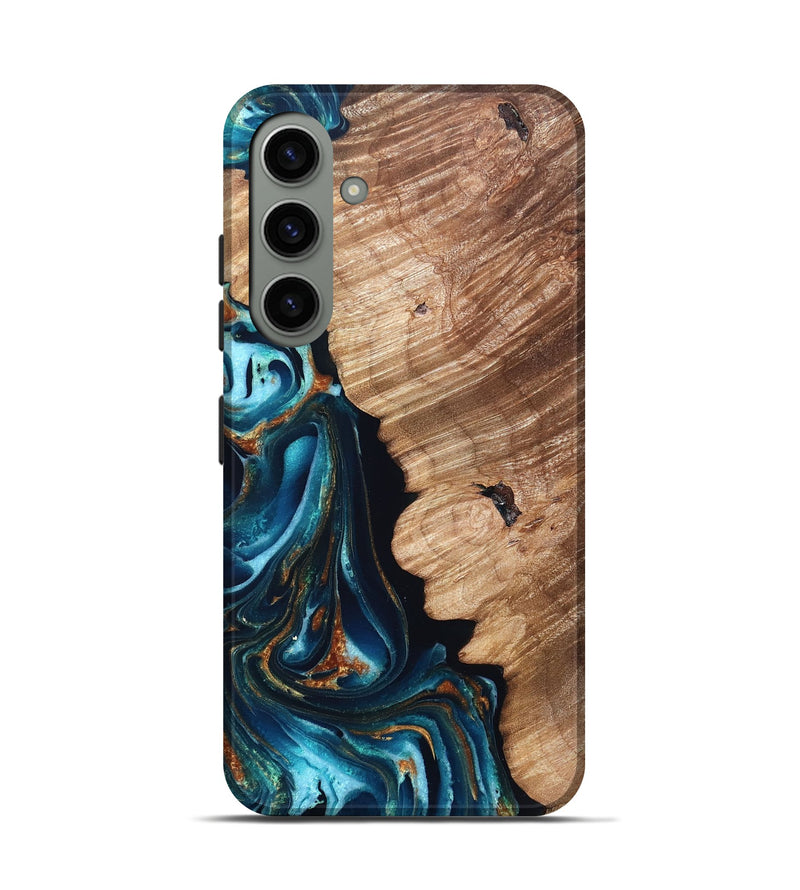 Galaxy S24 Wood Live Edge Phone Case - Kylan (Teal & Gold, 831626)