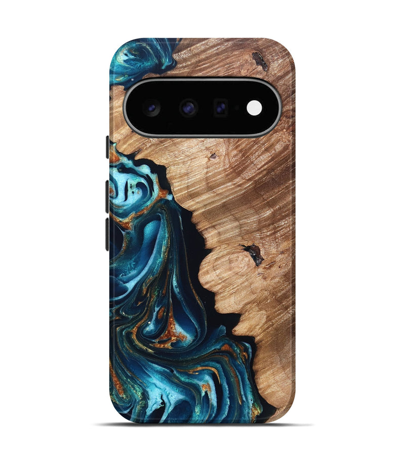Pixel 11 Wood Live Edge Phone Case - Kylan (Teal & Gold, 831626)
