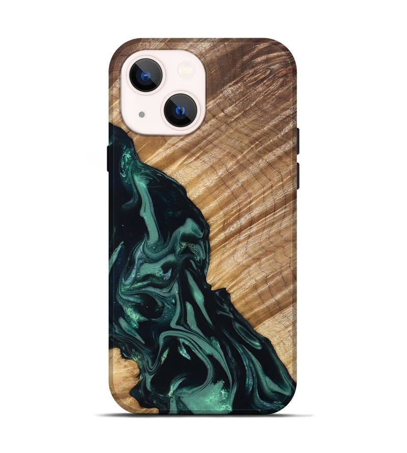 iPhone 14 Wood Live Edge Phone Case - Leota (Green, 831627)
