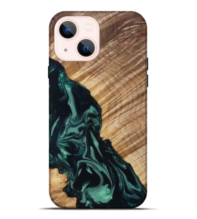 iPhone 14 Plus Wood Live Edge Phone Case - Leota (Green, 831627)