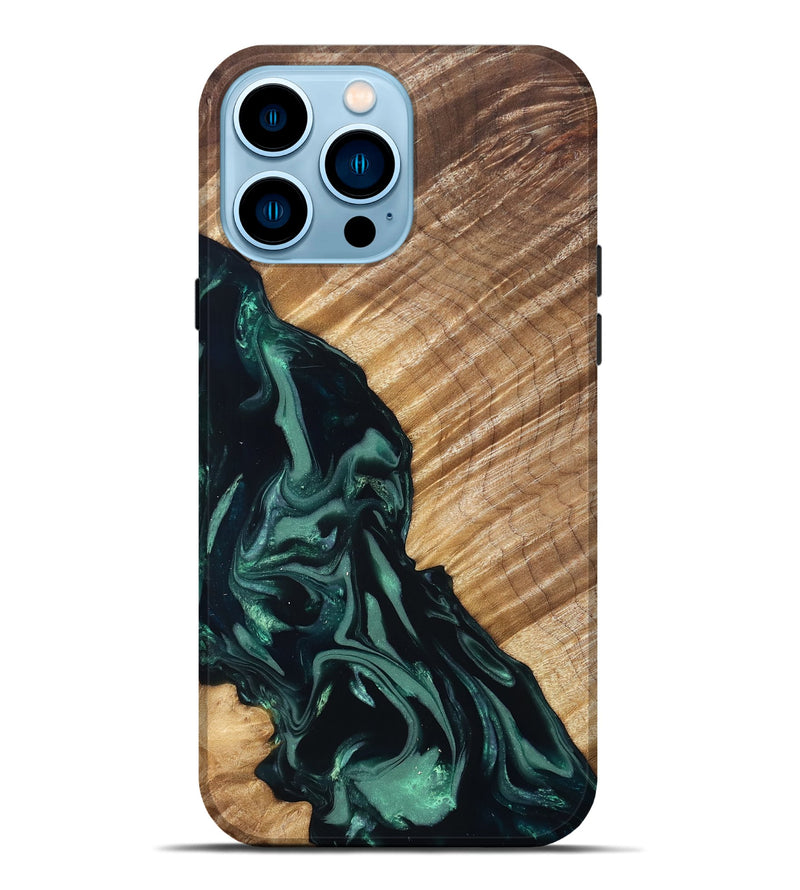 iPhone 14 Pro Max Wood Live Edge Phone Case - Leota (Green, 831627)
