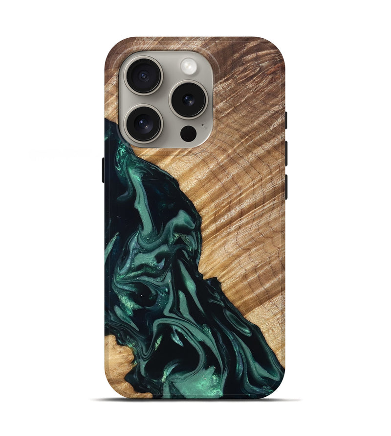 iPhone 16 Pro Wood Live Edge Phone Case - Leota (Green, 831627)