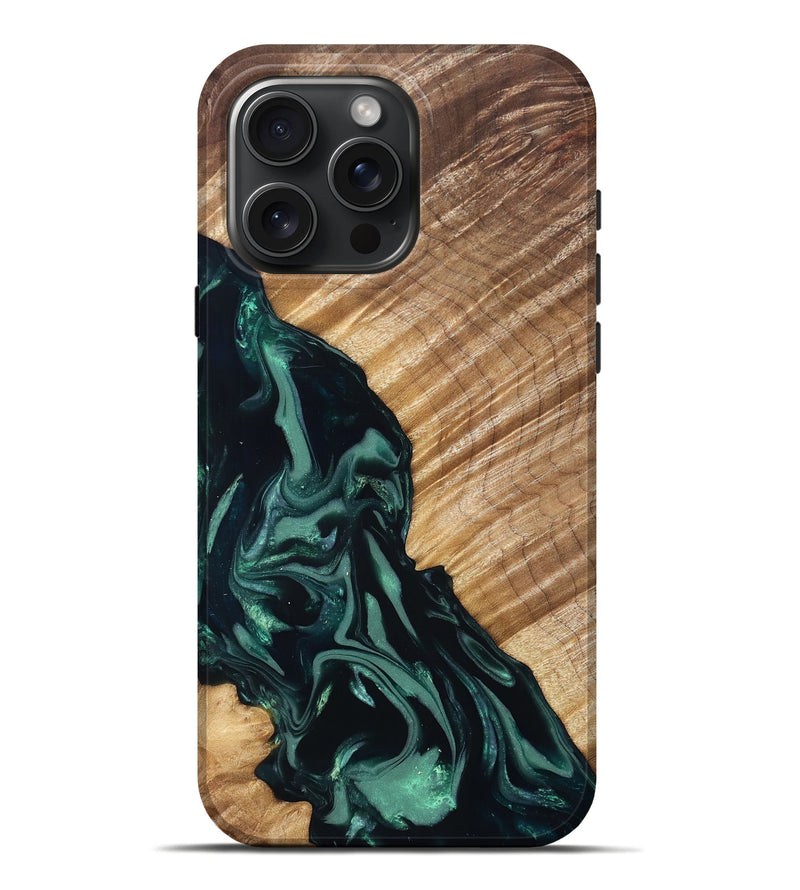 iPhone 16 Pro Max Wood Live Edge Phone Case - Leota (Green, 831627)