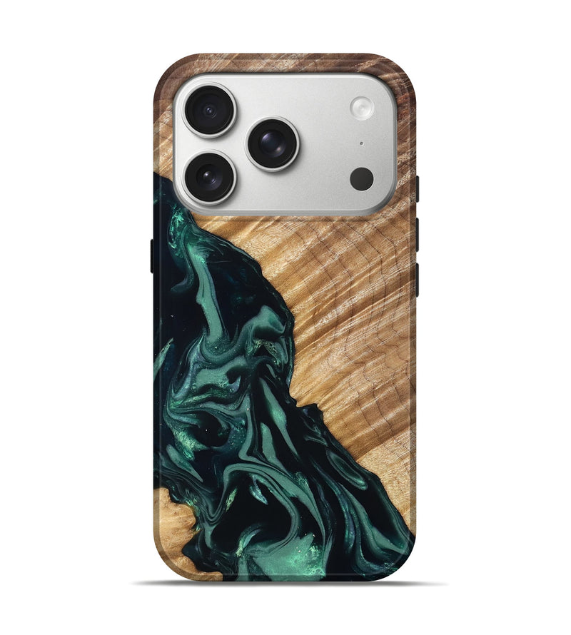 iPhone 17 Pro Wood Live Edge Phone Case - Leota (Green, 831627)