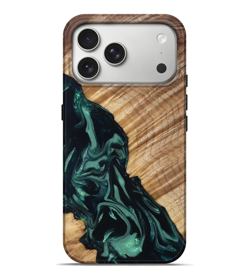 iPhone 17 Pro Max Wood Live Edge Phone Case - Leota (Green, 831627)