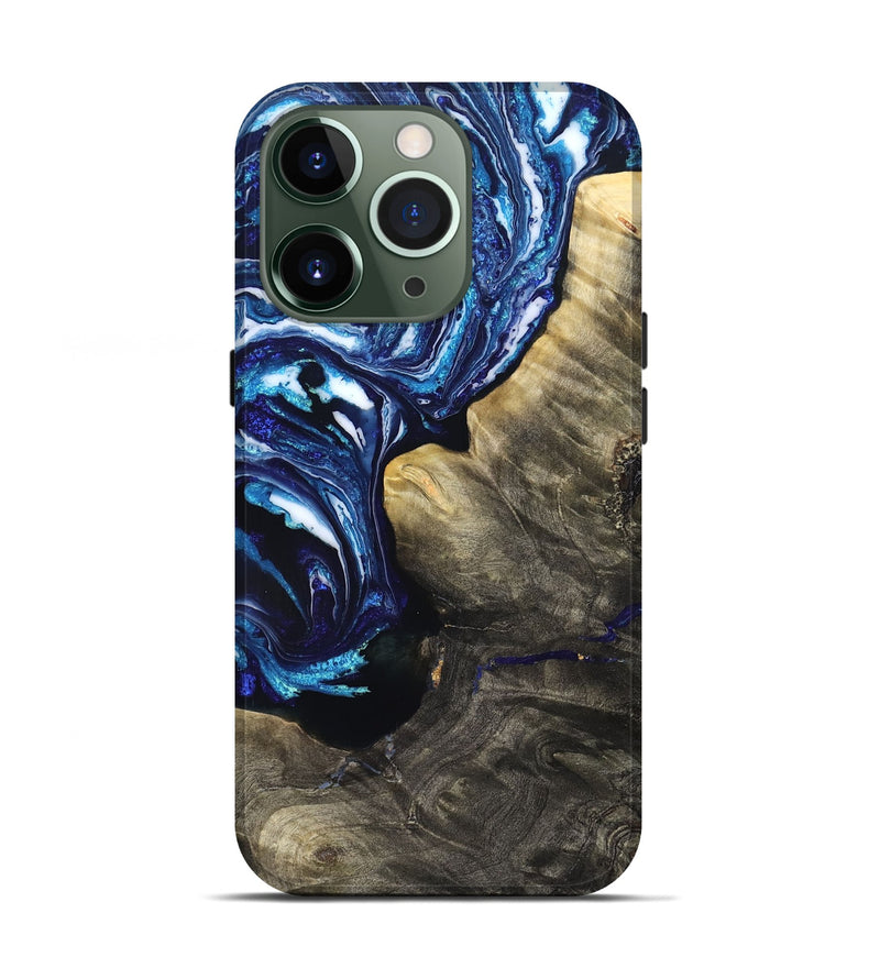iPhone 13 Pro Wood Live Edge Phone Case - Baker (Blue, 831628)