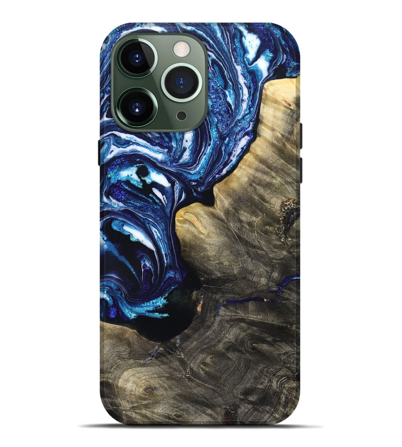 iPhone 13 Pro Max Wood Live Edge Phone Case - Baker (Blue, 831628)