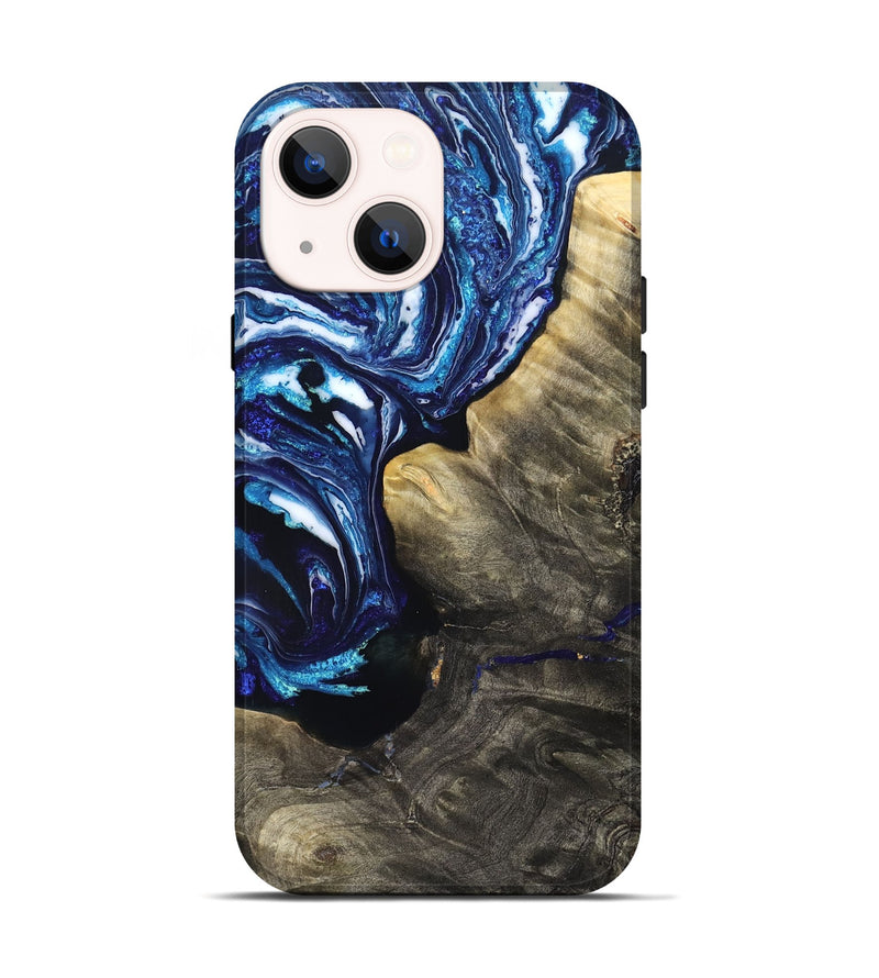 iPhone 14 Wood Live Edge Phone Case - Baker (Blue, 831628)