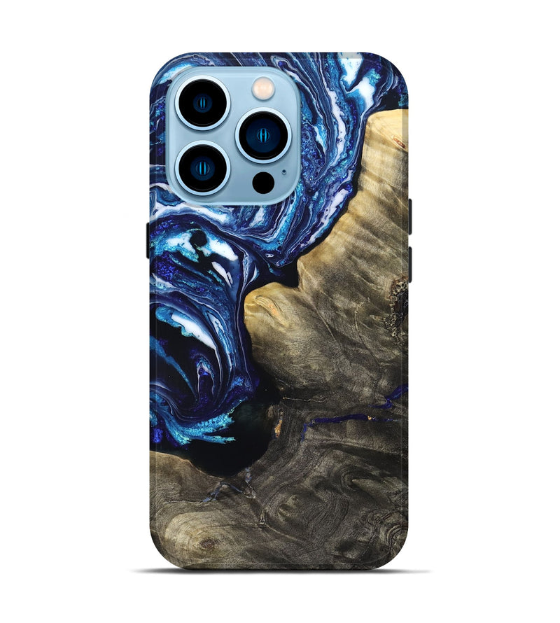 iPhone 14 Pro Wood Live Edge Phone Case - Baker (Blue, 831628)