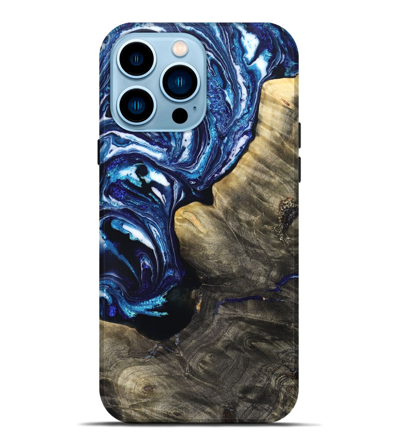 iPhone 14 Pro Max Wood Live Edge Phone Case - Baker (Blue, 831628)