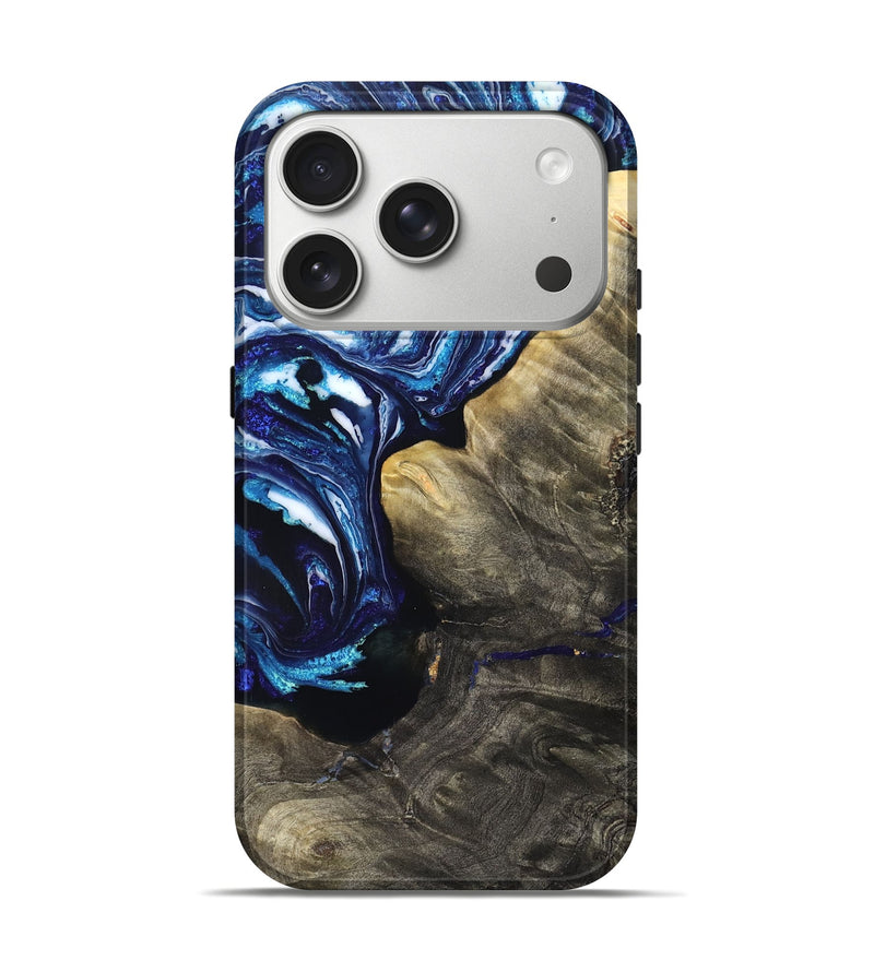iPhone 17 Pro Wood Live Edge Phone Case - Baker (Blue, 831628)