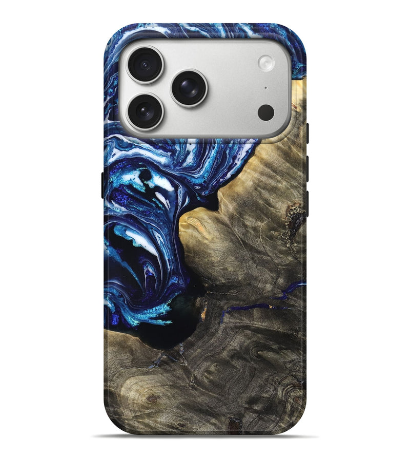 iPhone 17 Pro Max Wood Live Edge Phone Case - Baker (Blue, 831628)