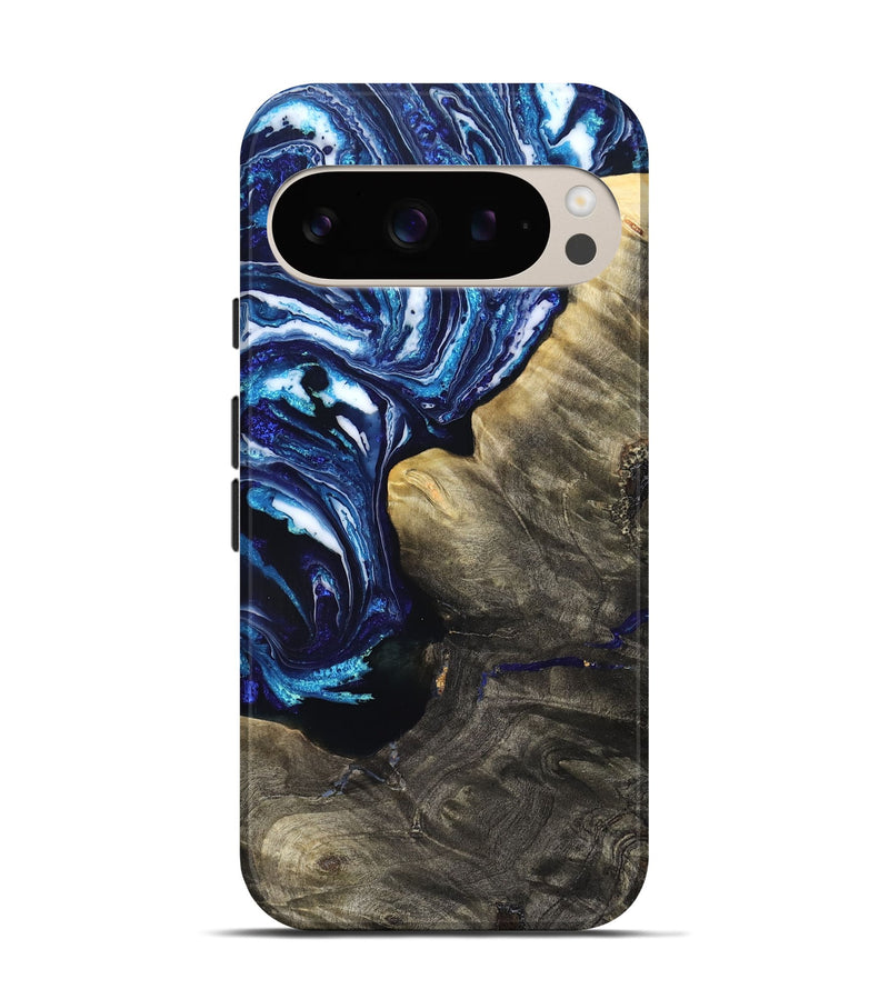 Pixel 9 Wood Live Edge Phone Case - Baker (Blue, 831628)