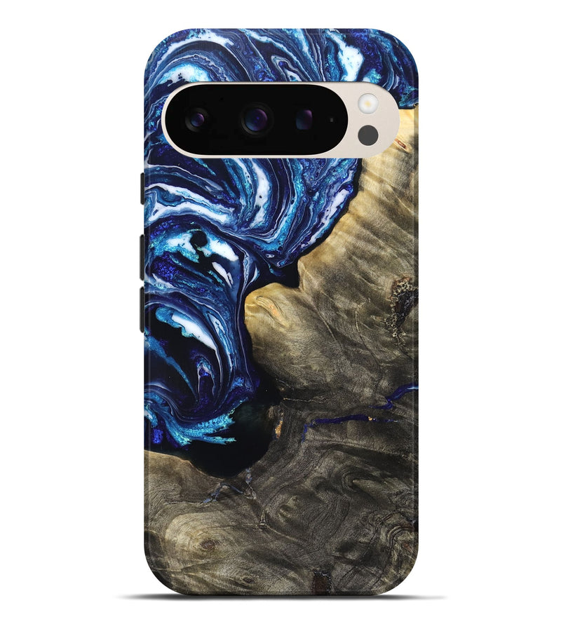 Pixel 9 Pro XL Wood Live Edge Phone Case - Baker (Blue, 831628)