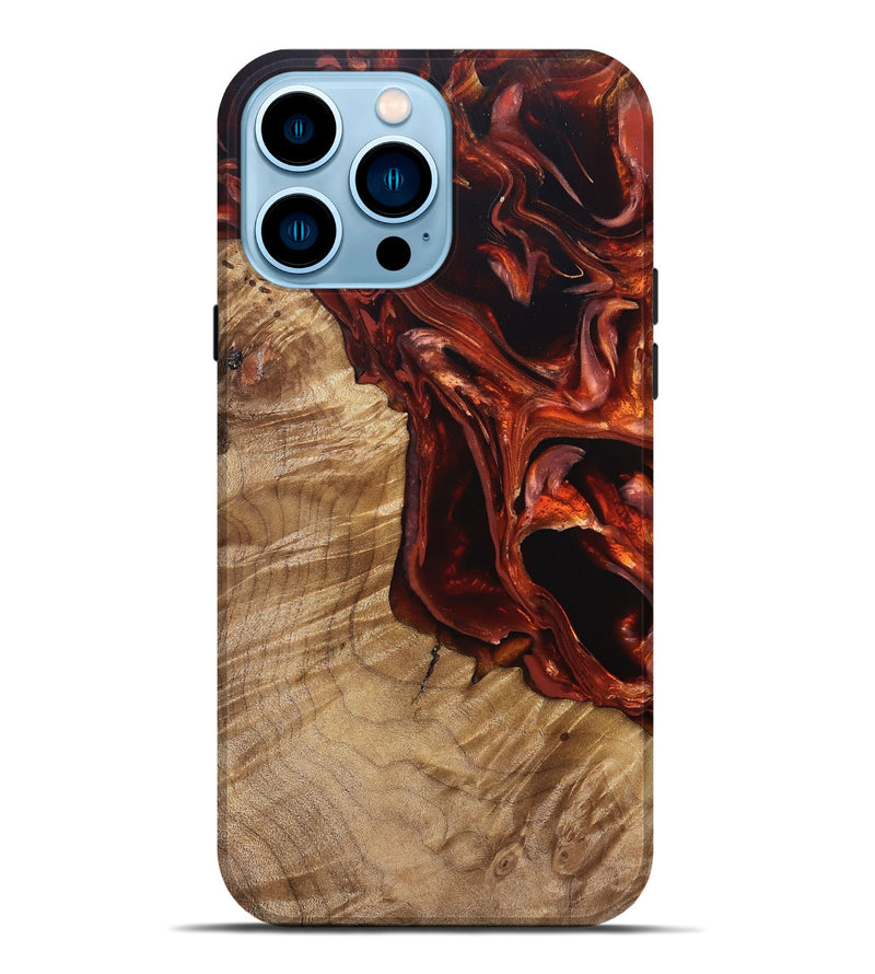 iPhone 14 Pro Max Wood Live Edge Phone Case - Avi (Red, 831629)