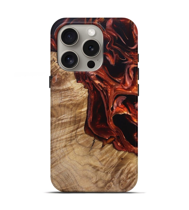 iPhone 16 Pro Wood Live Edge Phone Case - Avi (Red, 831629)