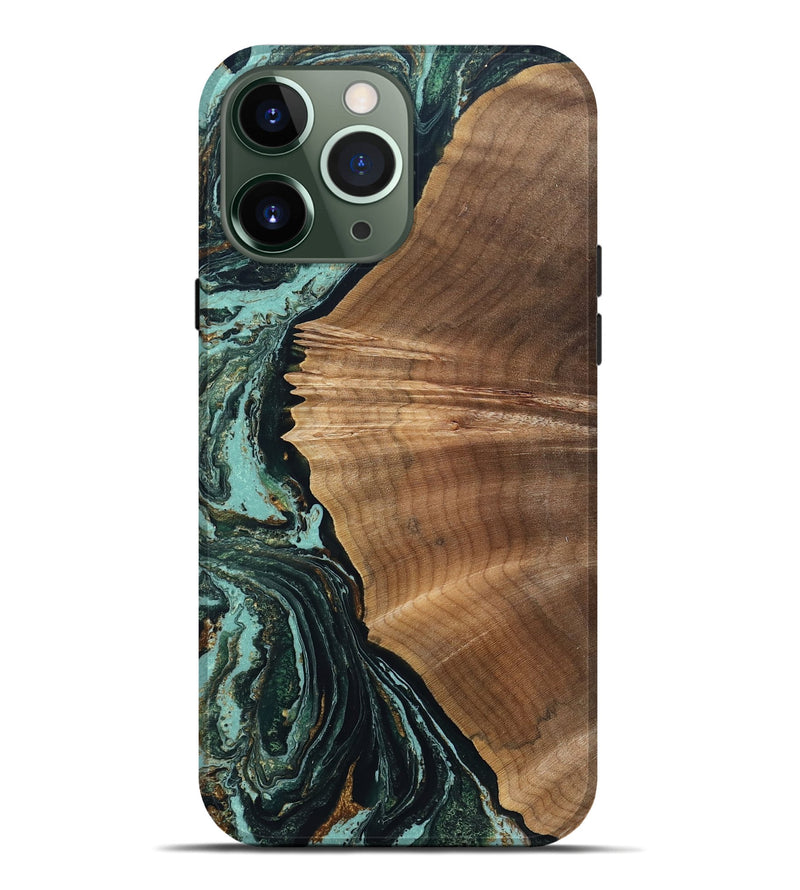 iPhone 13 Pro Max Wood Live Edge Phone Case - Caryn (Green, 831631)