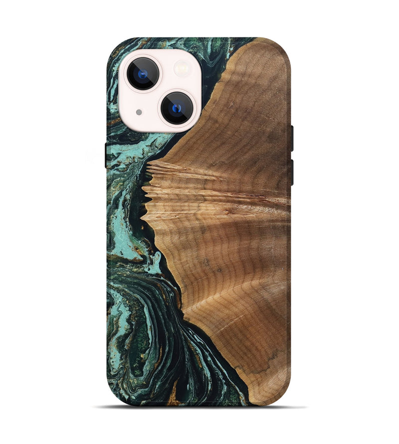 iPhone 14 Wood Live Edge Phone Case - Caryn (Green, 831631)