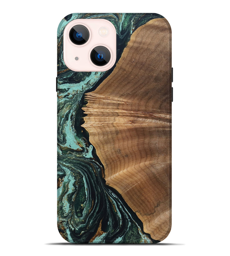 iPhone 14 Plus Wood Live Edge Phone Case - Caryn (Green, 831631)