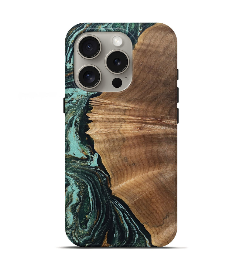 iPhone 16 Pro Wood Live Edge Phone Case - Caryn (Green, 831631)