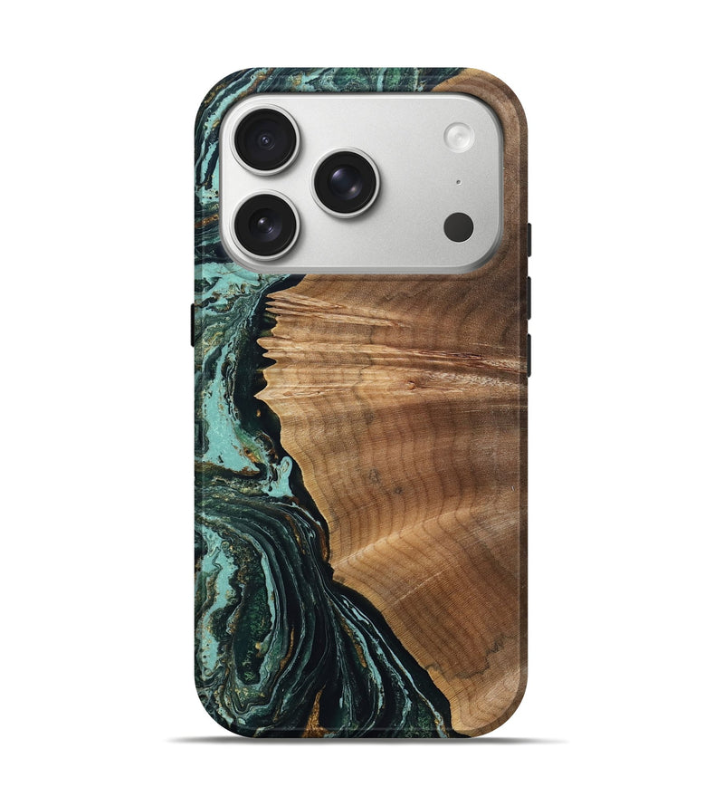 iPhone 17 Pro Wood Live Edge Phone Case - Caryn (Green, 831631)