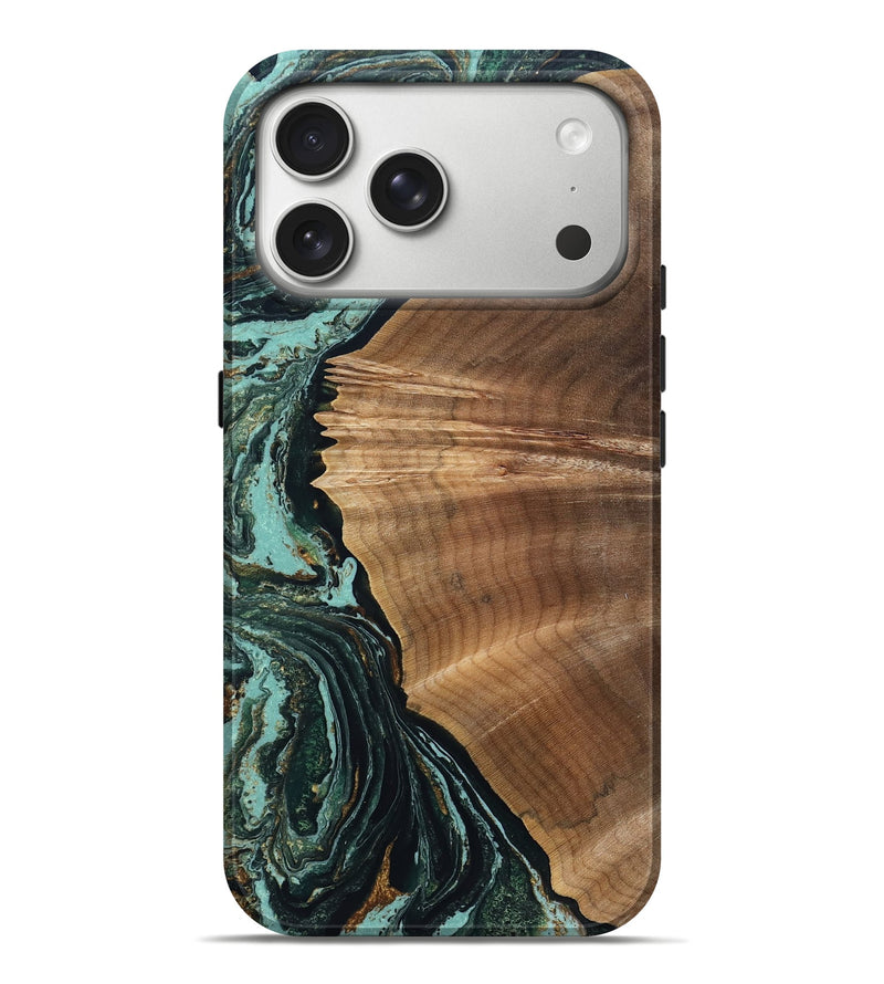 iPhone 17 Pro Max Wood Live Edge Phone Case - Caryn (Green, 831631)