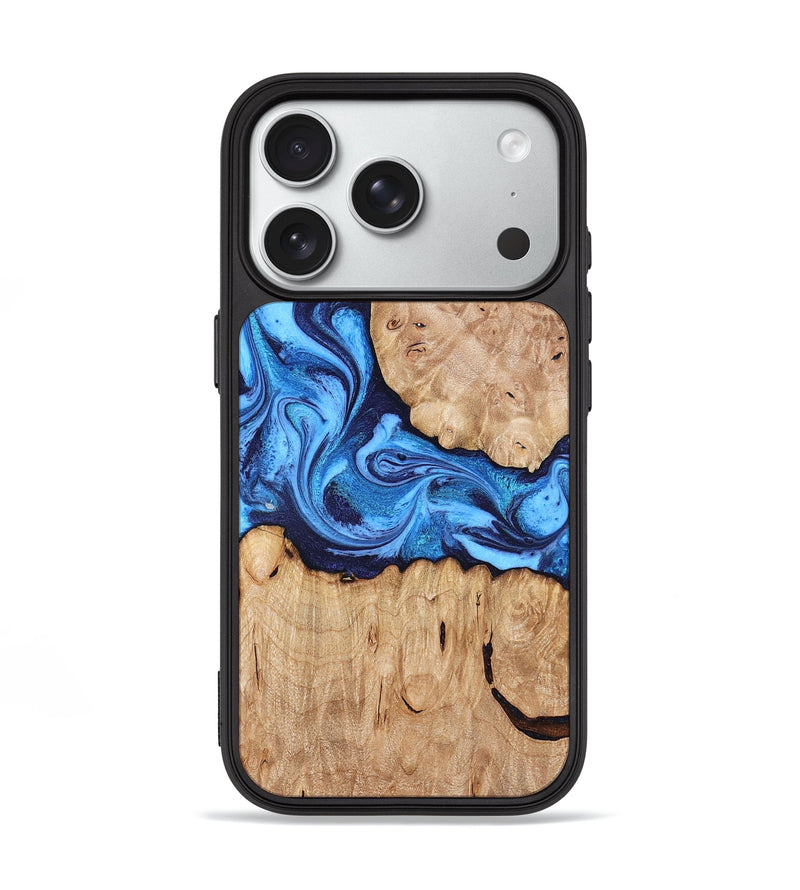 iPhone 18 Pro Wood Phone Case - Shayla (Blue, 831714)