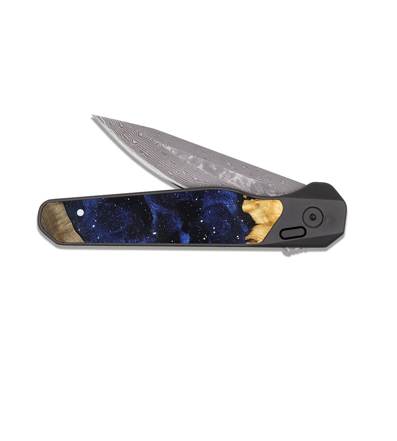 EDC Dark Damascus Wood Pocket Knife - Vincent (Cosmos, 831721)