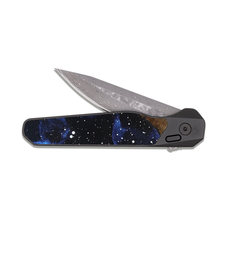 EDC Dark Damascus Wood Pocket Knife - Mikael (Cosmos, 831724)