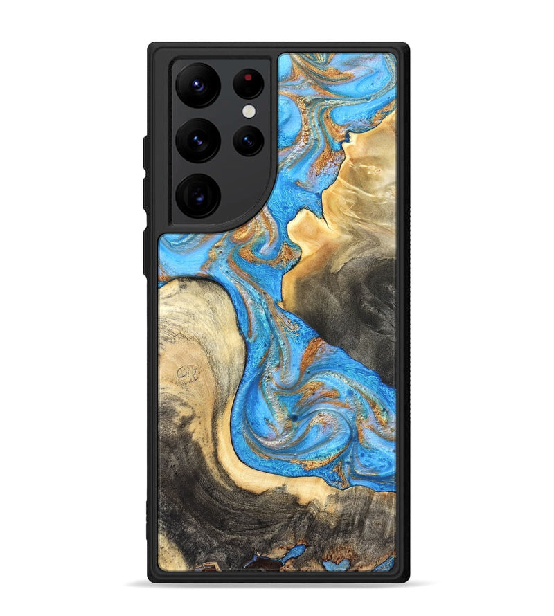 Galaxy S22 Ultra Wood Phone Case - Noa (Teal & Gold, 831731)