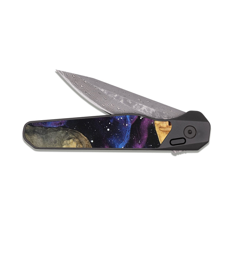 EDC Dark Damascus Wood Pocket Knife - Louise (Cosmos, 831742)