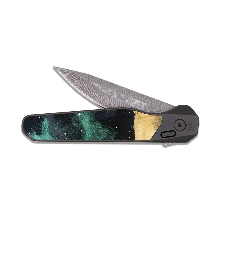 EDC Dark Damascus Wood Pocket Knife - Haylee (Cosmos, 831744)
