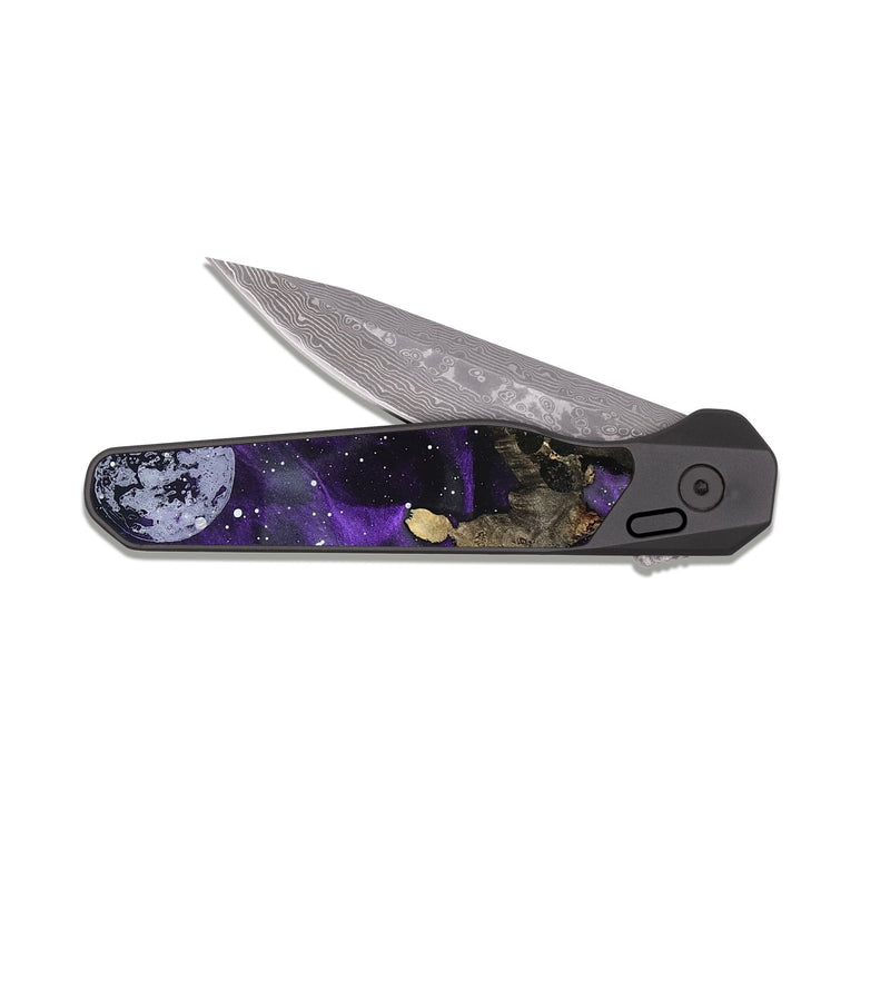 EDC Dark Damascus Wood Pocket Knife - Jabari (Cosmos, 831745)