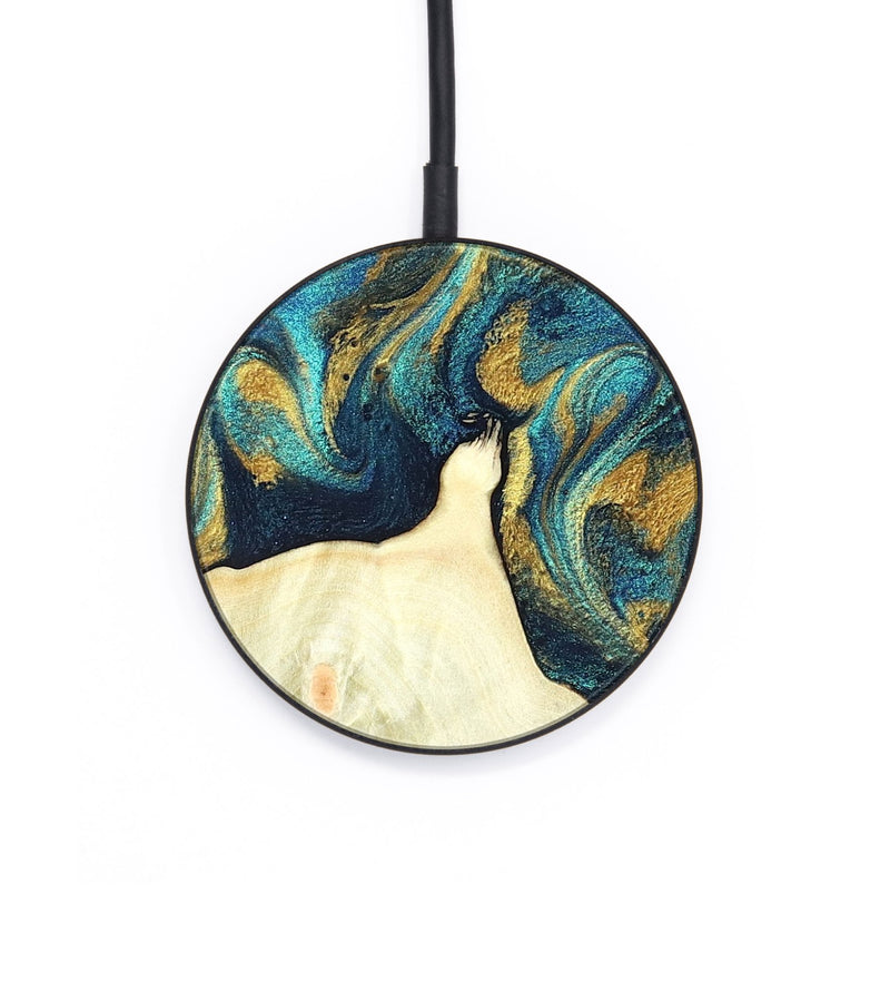 Circle Wood Wireless Charger - Candis (Teal & Gold, 831752)