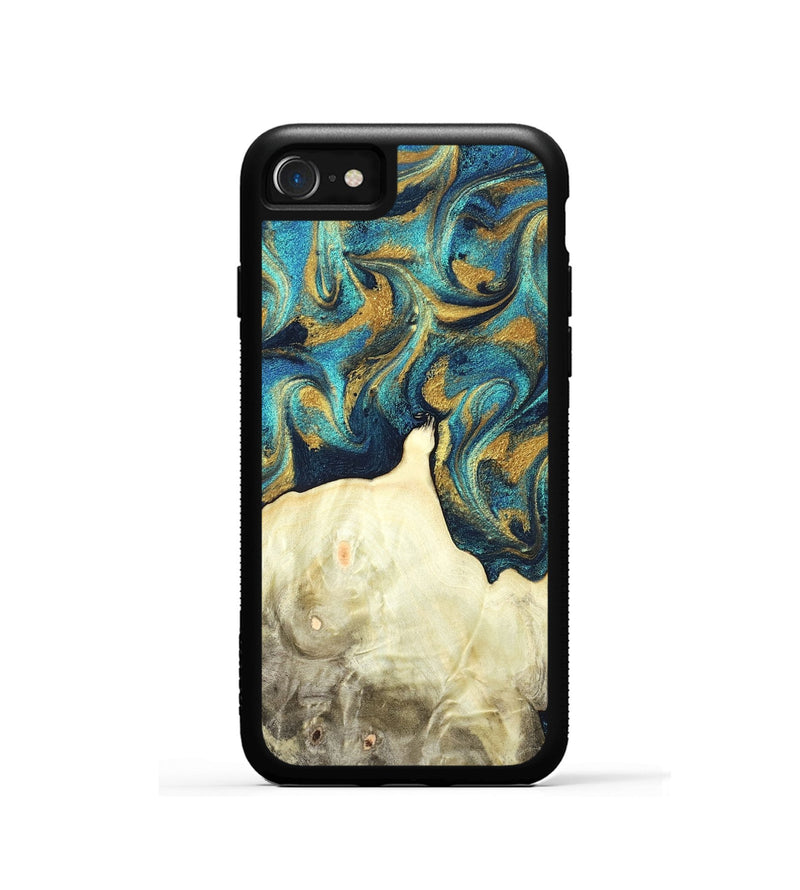 iPhone SE Wood Phone Case - Candis (Teal & Gold, 831752)