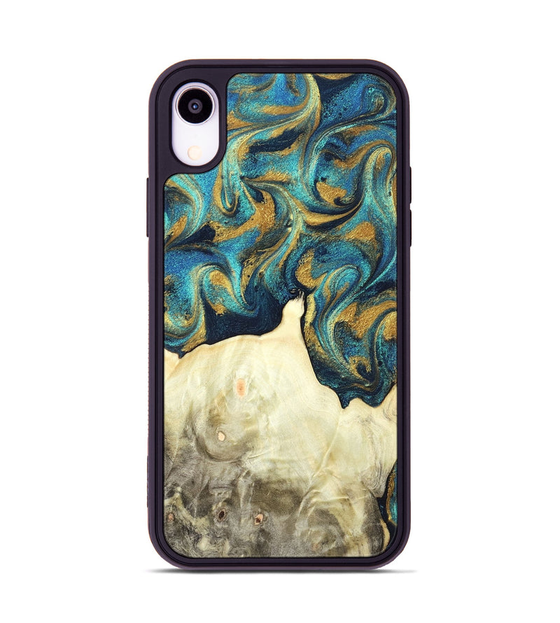 iPhone Xr Wood Phone Case - Candis (Teal & Gold, 831752)