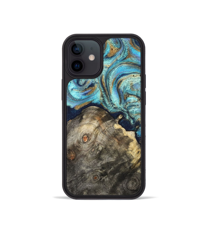 iPhone 12 mini Wood Phone Case - Ayaan (Teal & Gold, 831753)