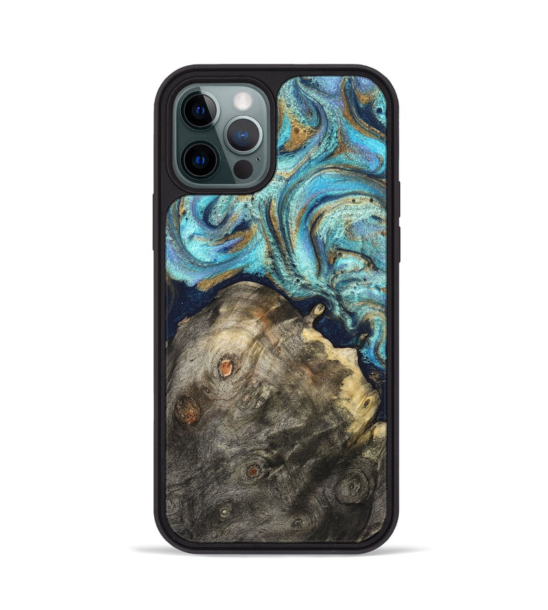 iPhone 12 Pro Wood Phone Case - Ayaan (Teal & Gold, 831753)