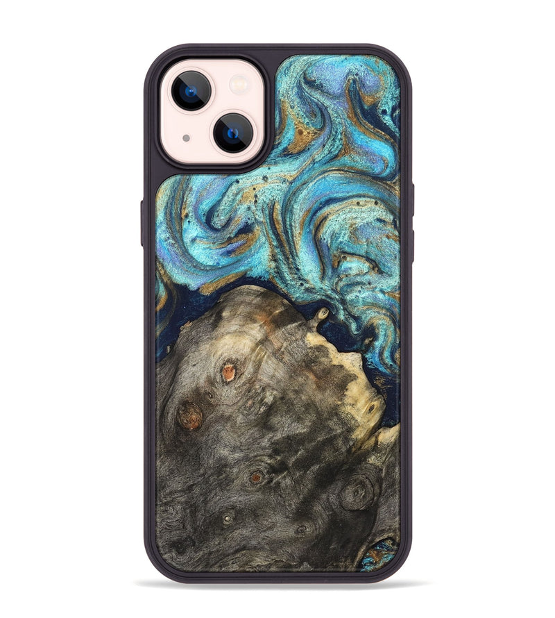 iPhone 14 Plus Wood Phone Case - Ayaan (Teal & Gold, 831753)
