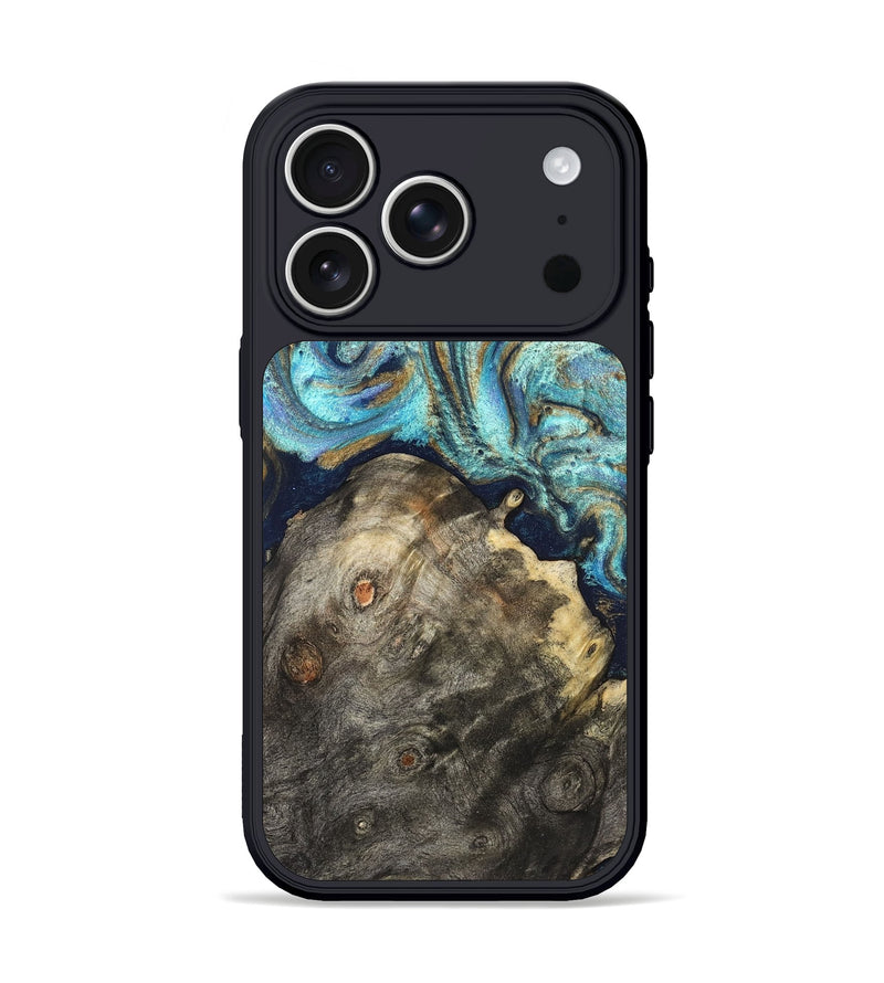 iPhone 17 Pro Wood Phone Case - Ayaan (Teal & Gold, 831753)